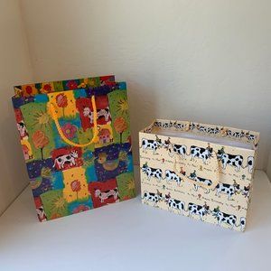 Cow Theme Gift Bags Set of 2 Happy Birthday Holiday Cows 2 PC